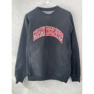Steve and Barry's Miami Redhawks Sweatshirt Mens Medium Black Crewneck Thick
